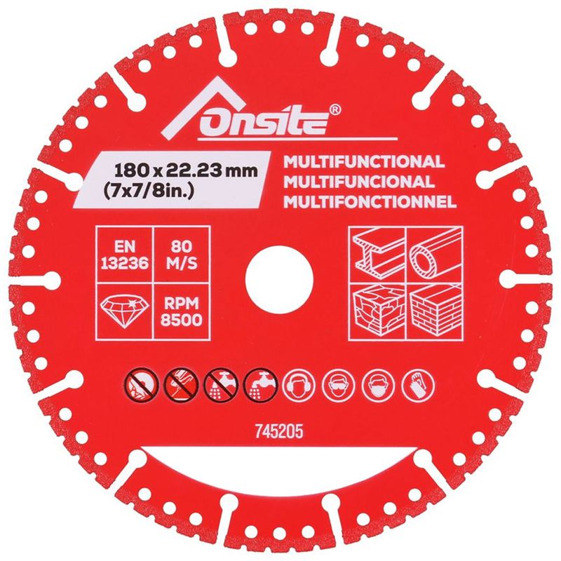 Disco Diamantado Para Multi-Material 7'' - 180mm x 22,23mm / 20mm (745205) - Onsite
