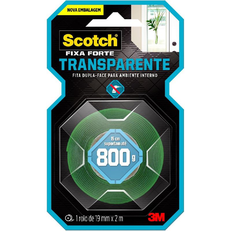 Fita Dupla Face Scotch Fixa Forte Transparente 19mm x 2m (CM0134-HM) - 3M
