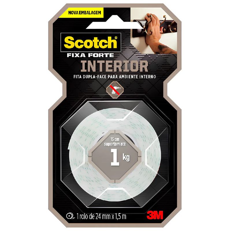 Fita Dupla Face Scotch Fixa Forte Espuma 24mm x 1,5m (HB004613186) - 3M