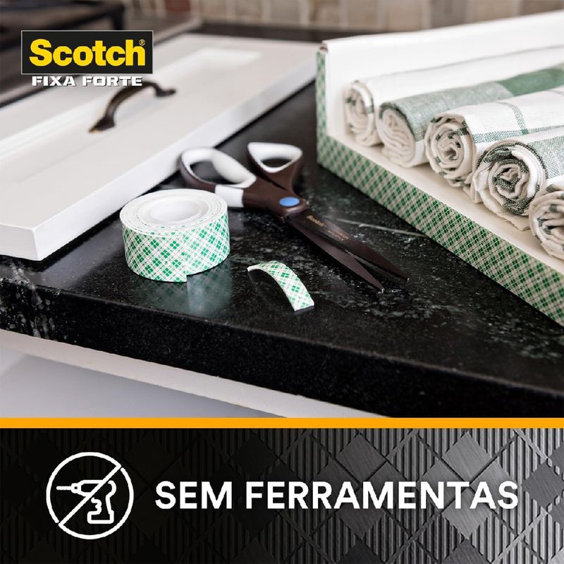 Fita Dupla Face Scotch Fixa Forte Cozinha 24mm x 1,5m (HB004750160) - 3M