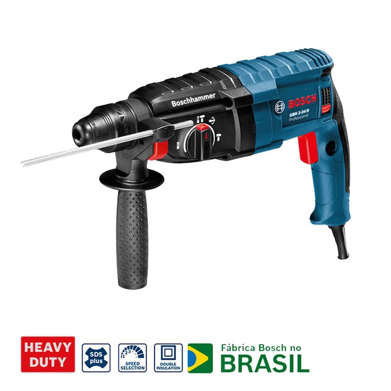 Martelo Perfurador Rompedor GBH 2-24 D 820W 2,7J EPTA Caixa de Papelão - Bosch 