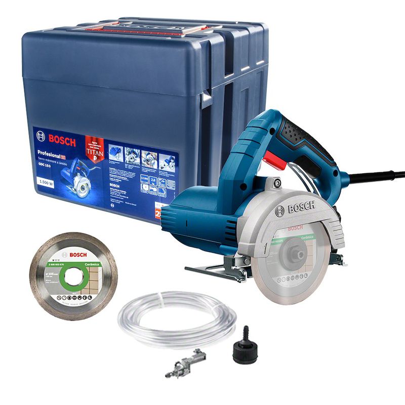 Serra Mármore Bosch GDC 151 TITAN 1500W disco, kit e maleta