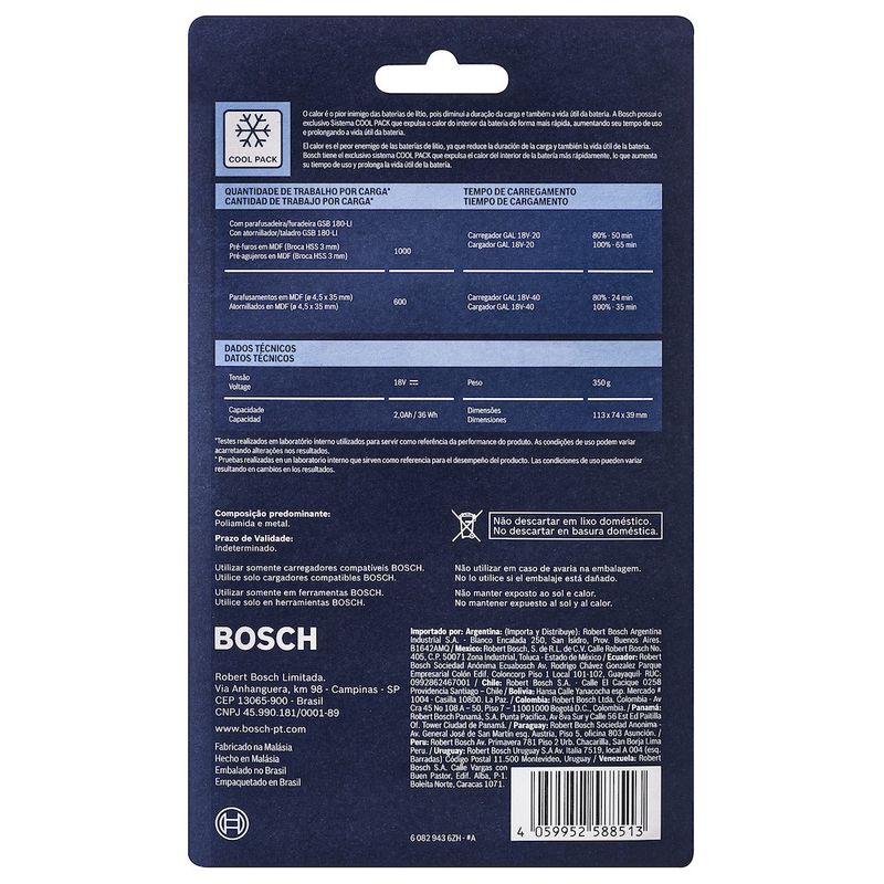 Bateria 18V Bosch GBA 18V 2,0 Ah