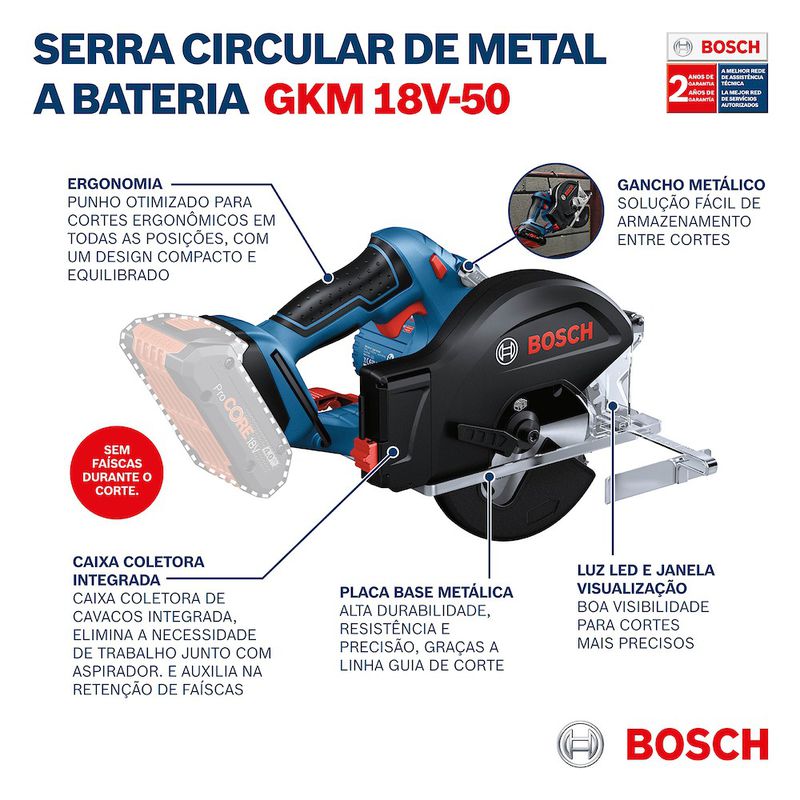 Serra circular a bateria Bosch GKM 18V-50 18V SB