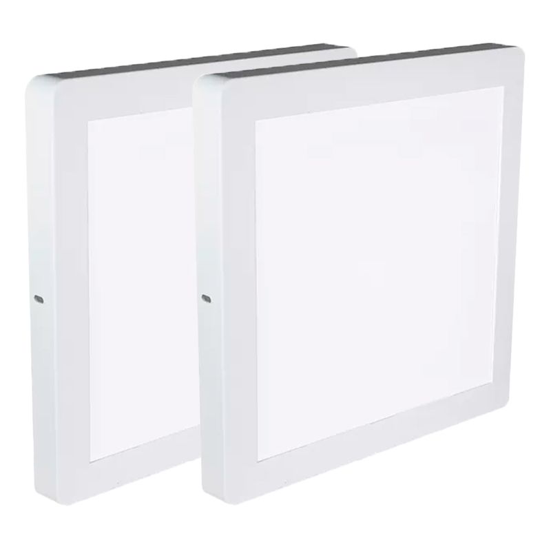 Kit Plafon LED Quadrado de Sobrepor 18W - 3000K Com 2 Unidades (520,0053) - Noll LED