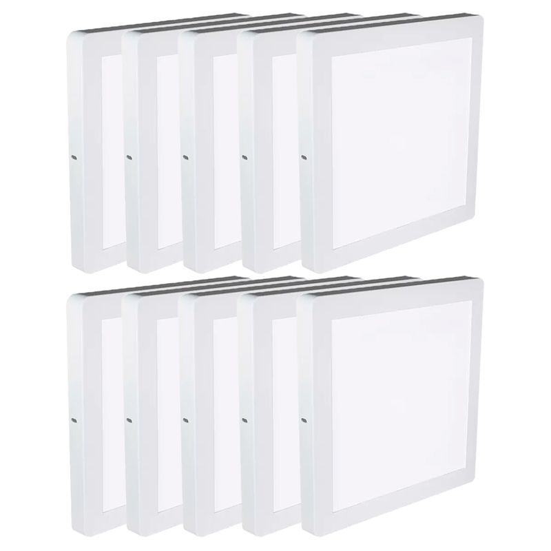 Kit Plafon LED Quadrado de Sobrepor 18W - 6500K Com 10 Unidades (520,0014) - Noll LED