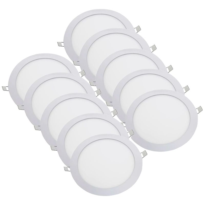 Kit Plafon LED Redondo de Embutir 24W - 4000K Com 10 Unidades (520,0044) - Noll LED