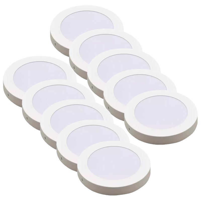 Kit Plafon LED Redondo de Sobrepor 18W - 4000K Com 10 Unidades (520,0050) - Noll LED