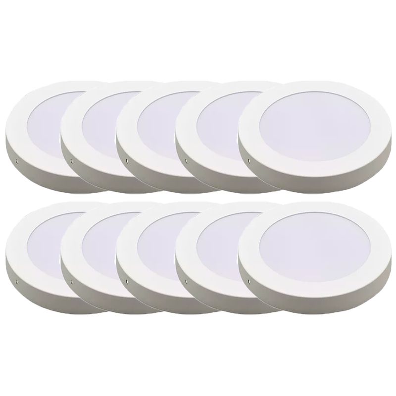 Kit Plafon LED Redondo de Sobrepor 24W - 6500K Com 10 Unidades (520,0013) - Noll LED