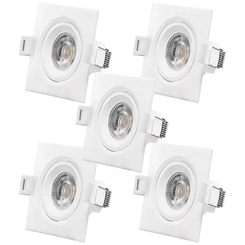 Kit Spot LED Quadrado 7W - 6.500K Bivolt Com 5 Unidades (520,0005) - Noll LED