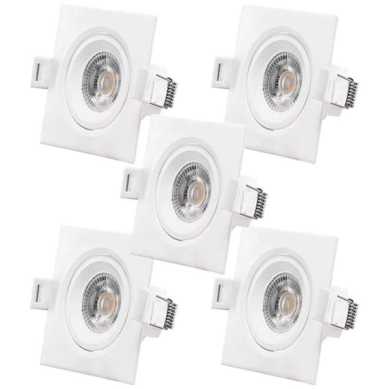 Kit Spot LED Quadrado 7W - 3.000K Bivolt Com 5 Unidades (520,0038) - Noll LED