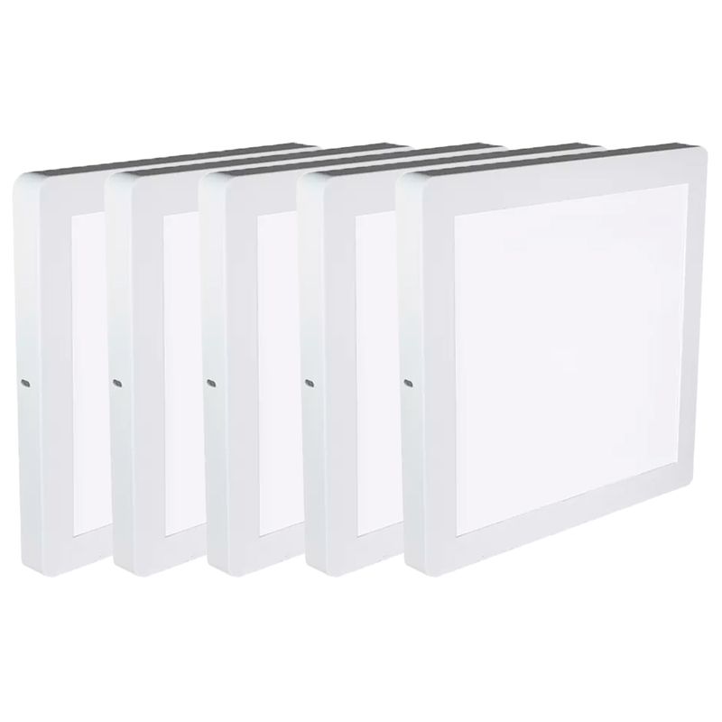 Kit Plafon LED Quadrado de Sobrepor 18W - 3000K Com 5 Unidades (520,0053) - Noll LED