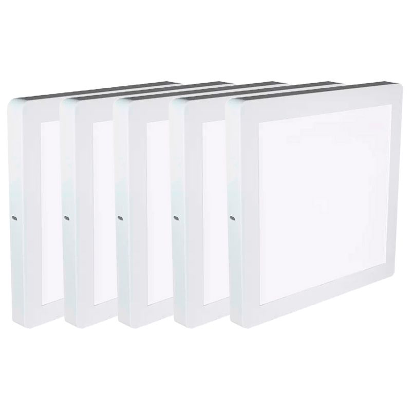 Kit Plafon LED Quadrado de Sobrepor 24W - 6500K Com 5 Unidades (520,0015) - Noll LED
