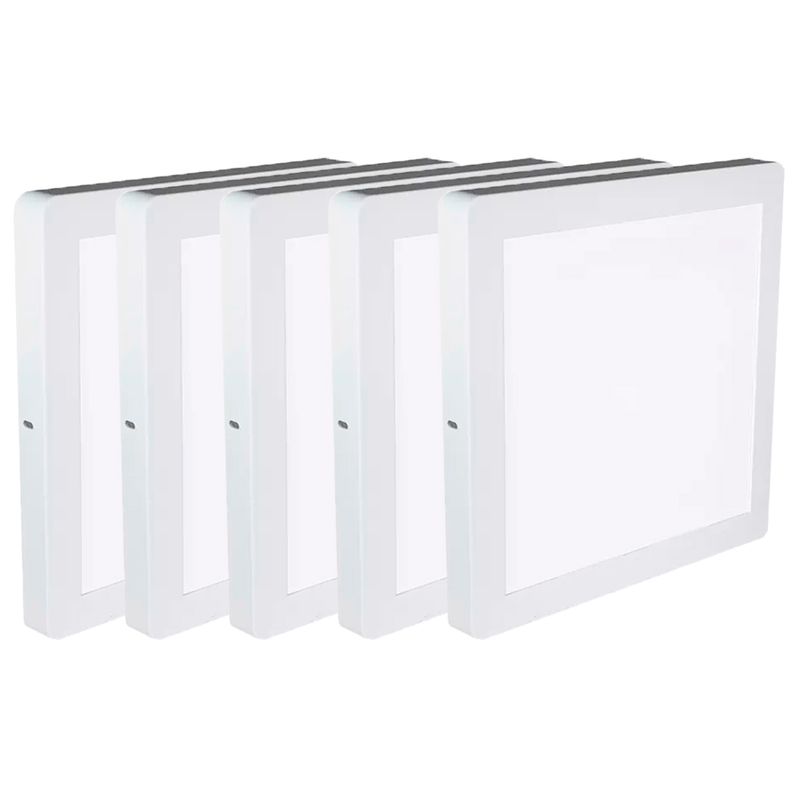 Kit Plafon LED Quadrado de Sobrepor 24W - 3000K Com 5 Unidades (520,0055) - Noll LED