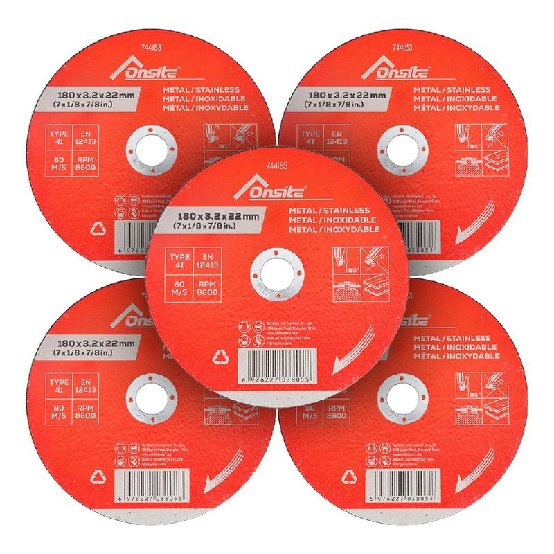 Kit Disco de Corte 7'' x 3,2mm x 7/8'' Com 5 Unidades (744153) - Onsite