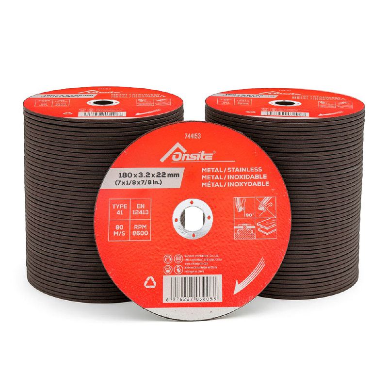Kit Disco de Corte 7'' x 3,2mm x 7/8'' Com 100 Unidades (744153) - Onsite