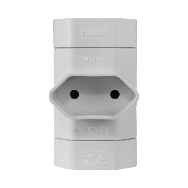 Pino Bipolar Cinza Tipo ''T'' Com 3 Saídas 10A - 250v (1213) - Ilumi