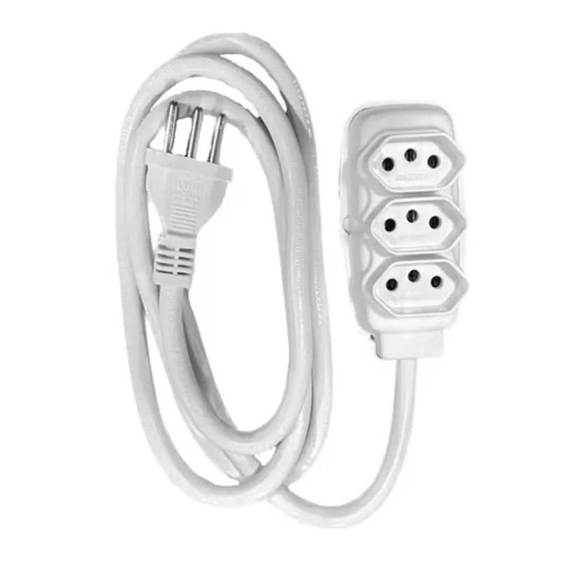 Extensão Com Cabo Redondo Branca 20A - 250V Com 1,5 Metros (1699951) - Ilumi