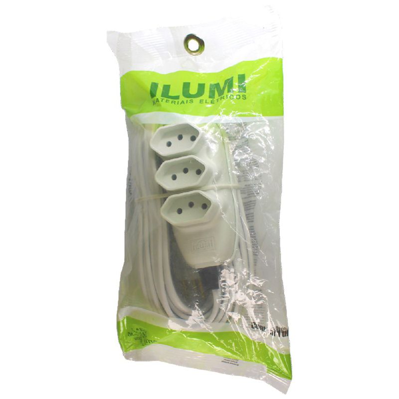 Extensão Compacta 2P+T Branca 10A - 250V Com 10 Metros (172001) - Ilumi