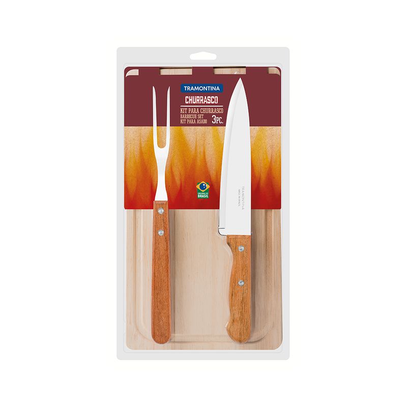 Kit Para Churrasco em Inox Com Cabo em Madeira 3 Peças (22399/036) - Tramontina