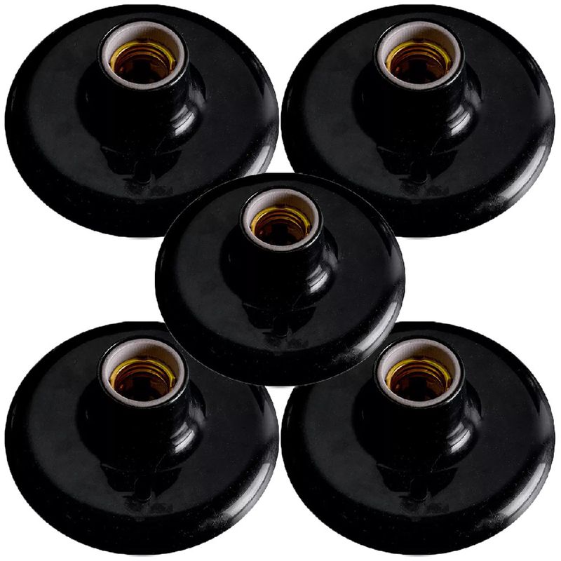 Kit Plafon de Porcelana Preto 100W - 250V Com 5 Unidades (180831) - Ilumi
