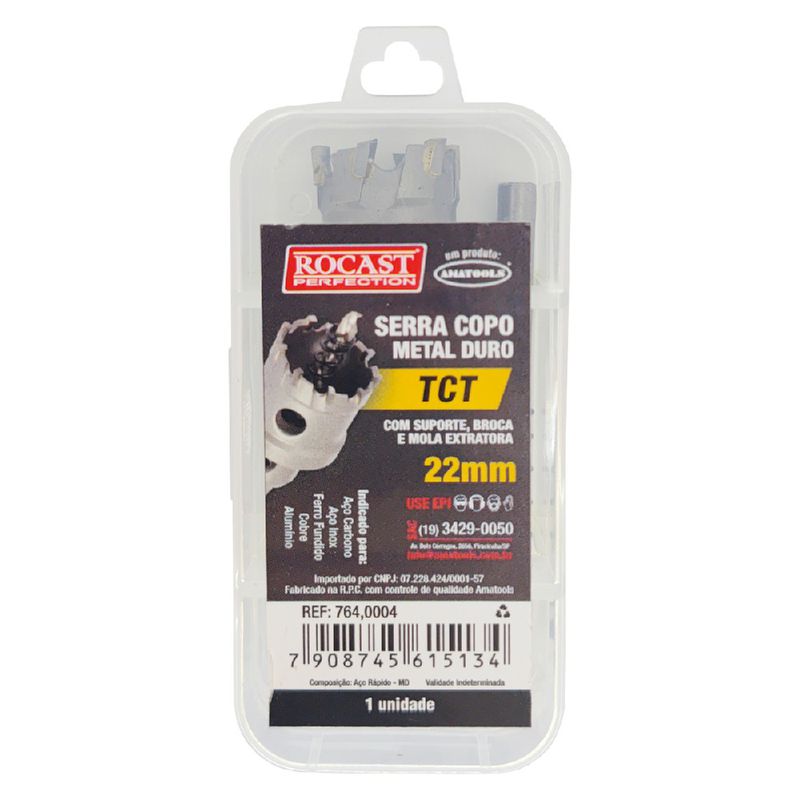 Serra Copo Metal Duro TCT 22mm (764,0004) - Rocast