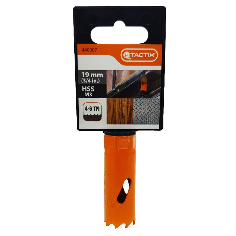 Serra Copo Bi-metal em Aço Rápido HSS 19mm (440007) - Tactix
