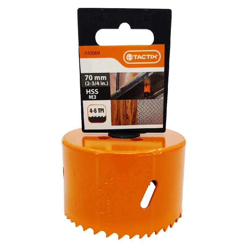 Serra Copo Bi-metal em Aço Rápido HSS 70mm (440069) - Tactix