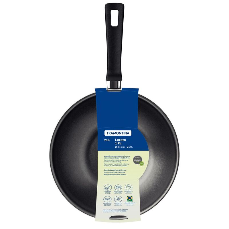 Wok Loreto em Alumínio Antiaderente Grafite (20395/024) - Tramontina