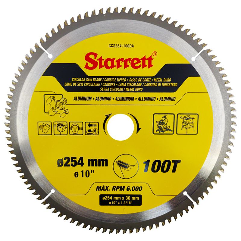 Lâmina de Serra Circular MD Para Alumínio 254mm x 100D (CCS254-100DA) - Starrett