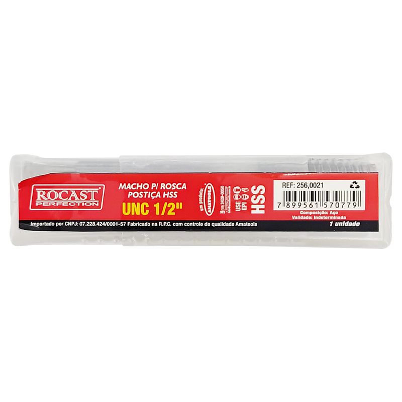 Macho Manual Para Rosca Postiça HSS - UNC 1/2'' - 13FPP (256,0021) - Rocast