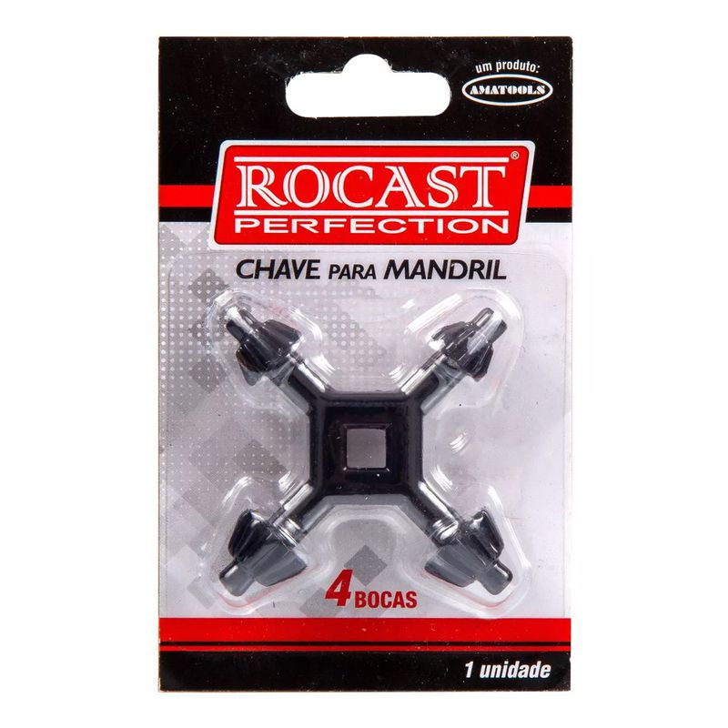 Chave Para Mandril Com 4 Lados 1/4 - 5/16 - 3/8 - 1/2 (43,0015) - Rocast