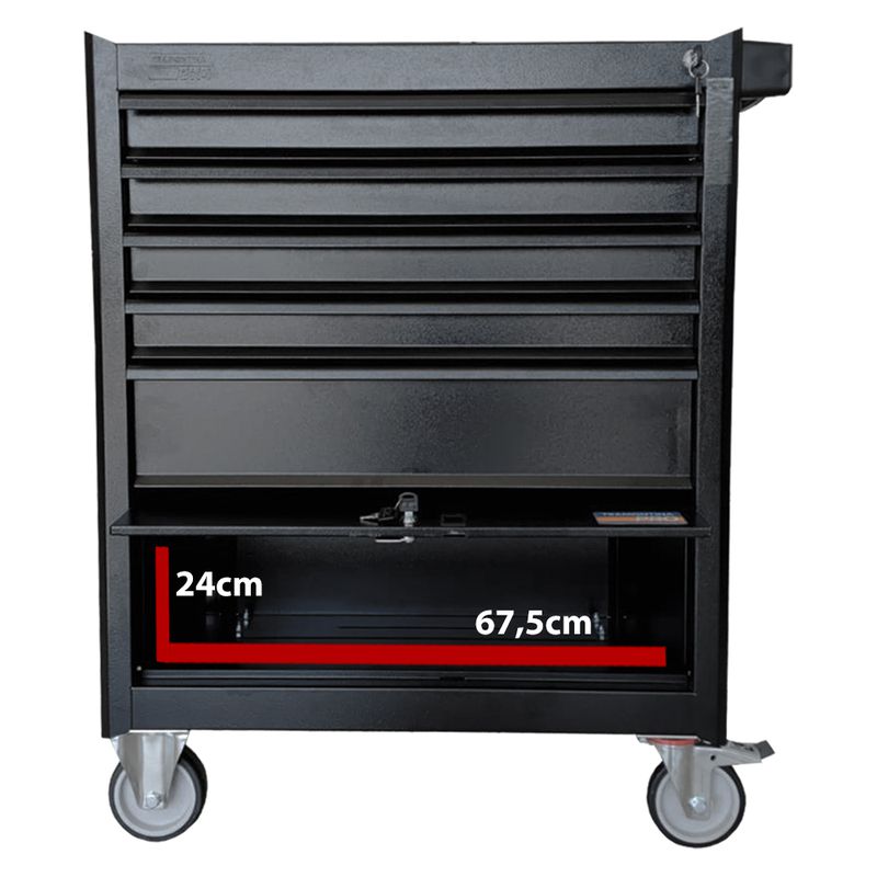 Carrinho Fechado Para Ferramentas Com 5 Gavetas e 1 Porta Preto (44950/959) - Tramontina Pro