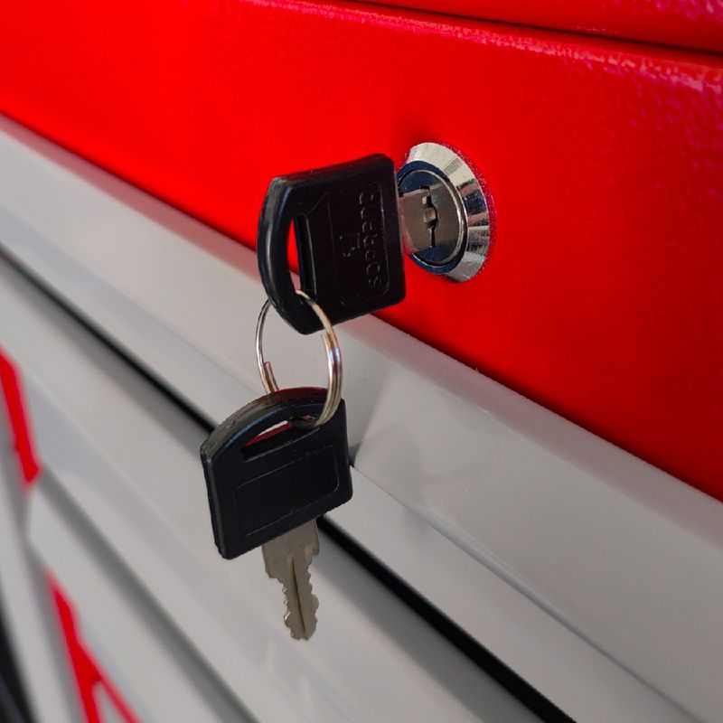 Carrinho Para Ferramentas Fechado Com 3 Gavetas Vermelho (C06) - Fercar