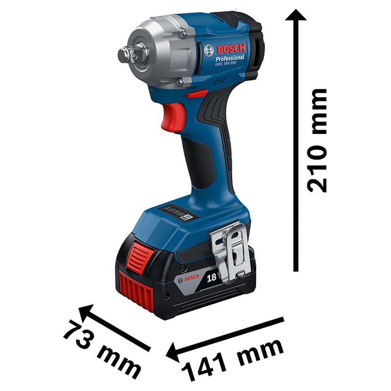 Chave de Impacto GDS 18V-350 Com Carregador e 2 Baterias (06019M50E1) - Bosch