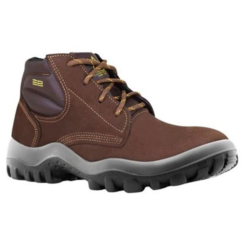 Botina Nobuck Café Com Biqueira Plástica (4855AC/CF/EL/NB) - Safetline