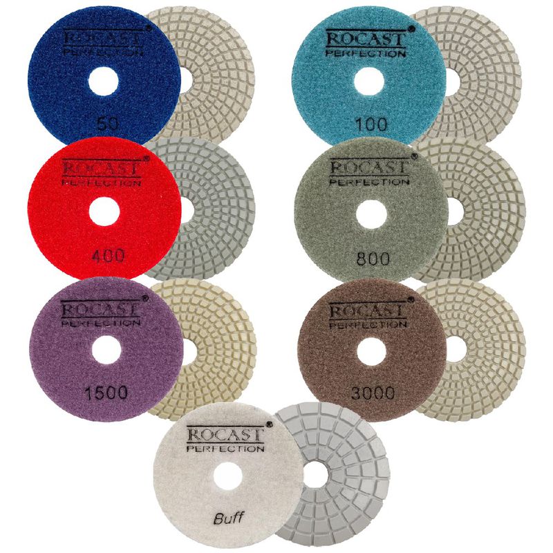 Kit Disco Diamantado Para Polir 4'' Com 7 Peças - Rocast