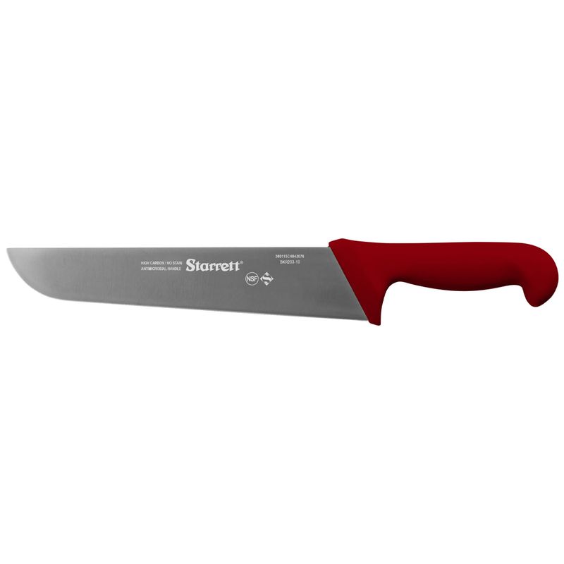 Faca de Carne Para Refile Aéreo Lâmina Reta Larga 10'' Com Cabo Vermelho (BKR203-10) - Starrett