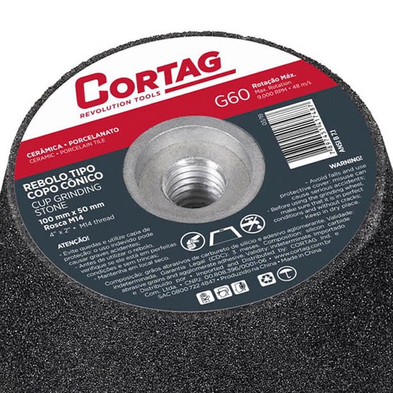 Rebolo Cônico Tipo Copo G-60 / 100mm (61748) - Cortag