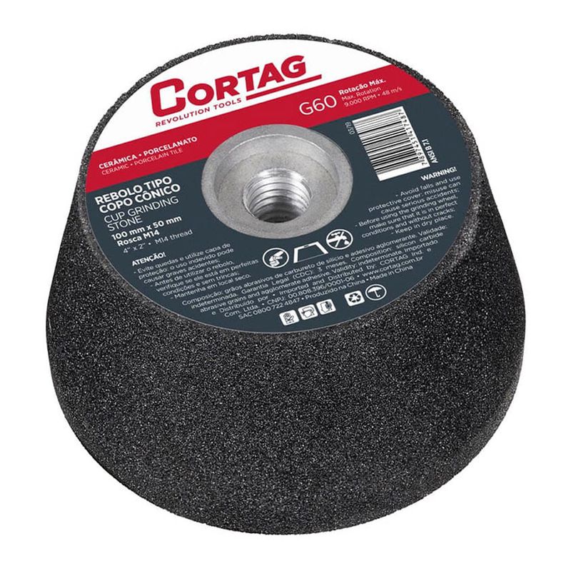 Rebolo Cônico Tipo Copo G-60 / 100mm (61748) - Cortag