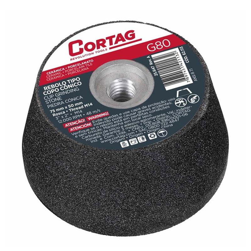 Rebolo Cônico Tipo Copo G-80 / 75mm (62113) - Cortag