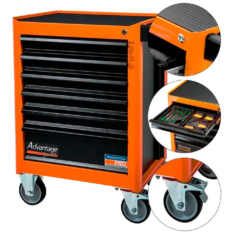 Carrinho Para Ferramentas Com 6 Gavetas e 92 Peças (44950/793) - Tramontina Pro