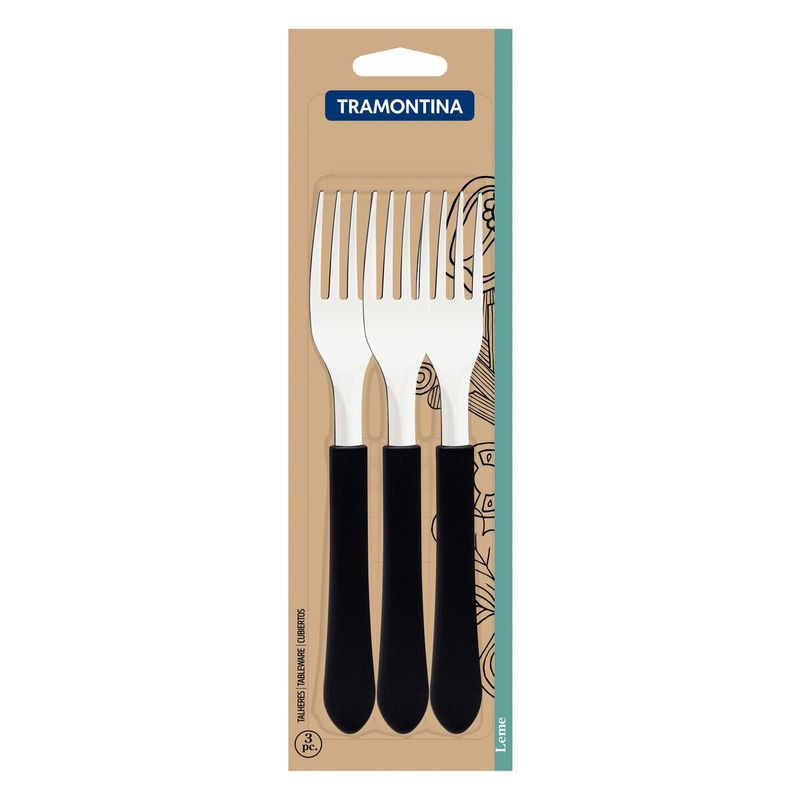 Jogo de Garfos de Mesa Leme Preto Com 3 Peças (23182/300) - Tramontina Pro