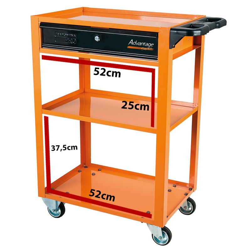 Carrinho Para Ferramentas Aberto Com 1 Gaveta Laranja (44951/002) - Tramontina Pro
