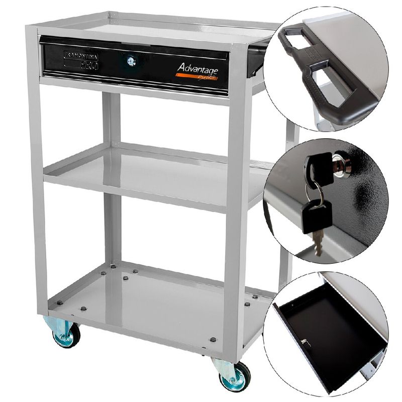 Carrinho Para Ferramentas Aberto Com 1 Gaveta Cinza (44951/006) - Tramontina Pro