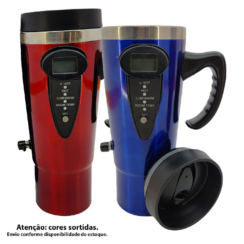 Copo Térmico Com Controle de Temperatura 12V Cores Sortidas (900089) - Tactix