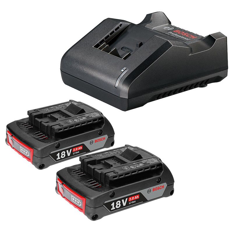 Kit 2 Baterias 18V 2,0 Ah + Carregador GAL 18V-20 Bivolt (1600A02RN1-000) - Bosch