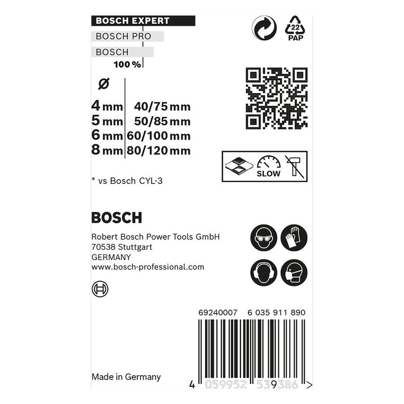 Kit Brocas Bosch EXPERT CYL-9 MultiConstruction Diâmetro 4-5-6-8 mm