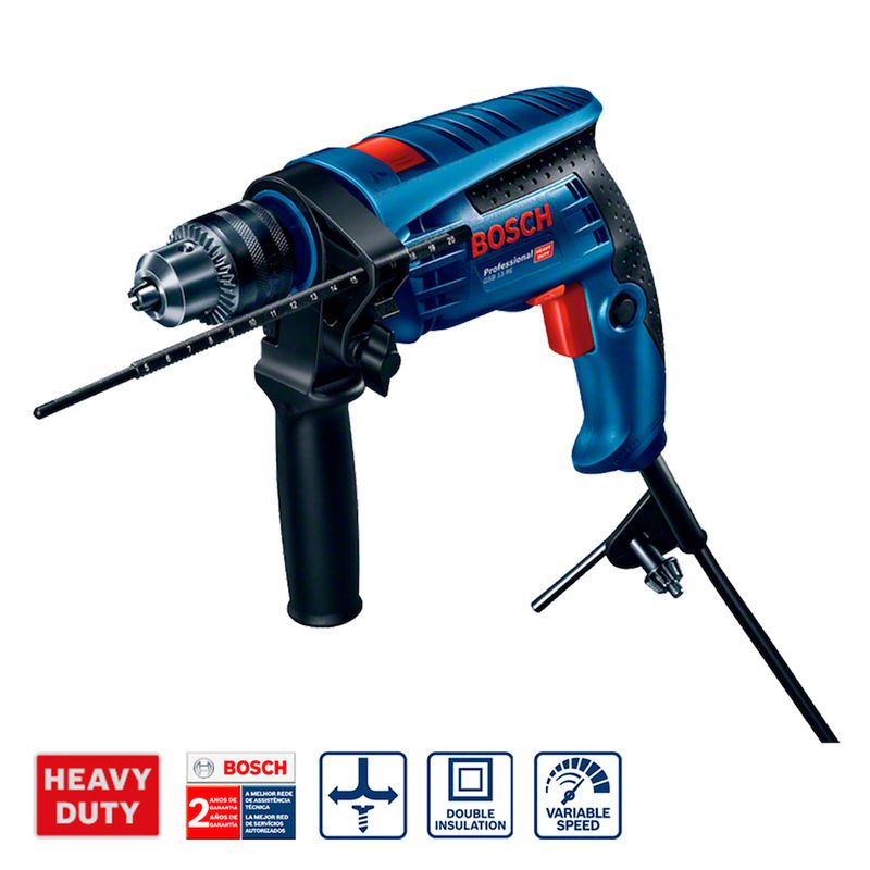 Furadeira de Impacto Bosch GSB 13 RE 650W, com 5 Brocas em Maleta