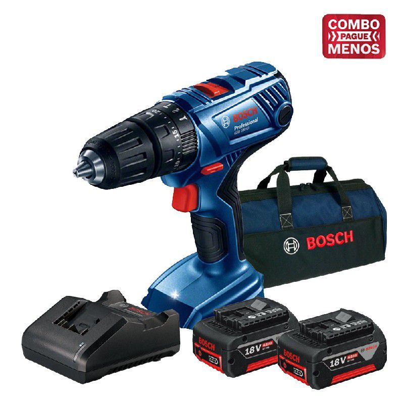 Kit Bosch Furadeira/Parafusadeira GSB 180-LI + 02 baterias 18v + Bolsa - Bosch